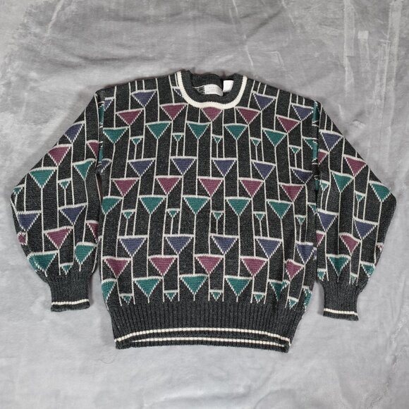 Vintage Other - Vintage Van Heusen Hennessy Geometric Sweater Mens L (Fits M) Grandpa Style 90s